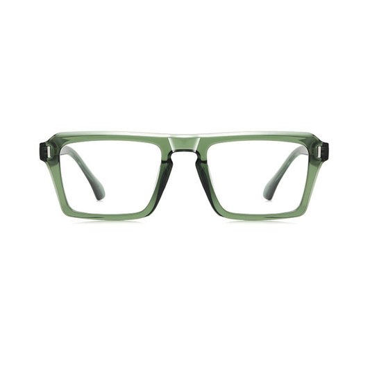 Green eyeglasses on a white background