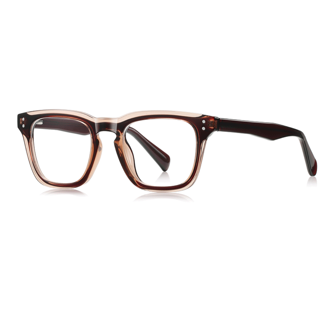 Brown eyeglasses on a white background