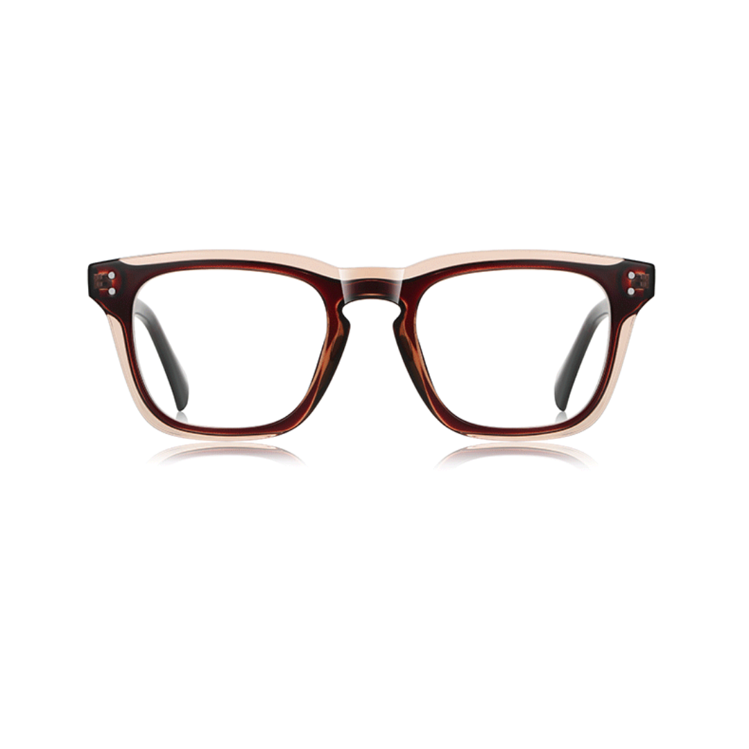 Brown eyeglasses on a white background