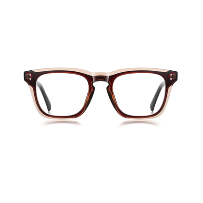 Brown eyeglasses on a white background