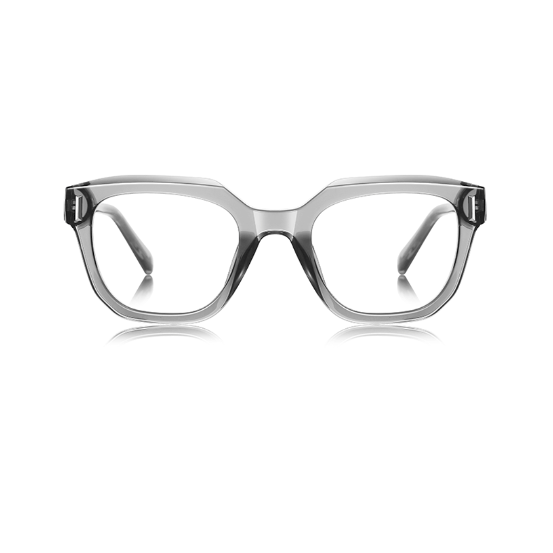 Clear eyeglasses on a white background