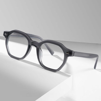 Ghost Veil – Transparent Gray Hexagon Frame (ET-OP36)