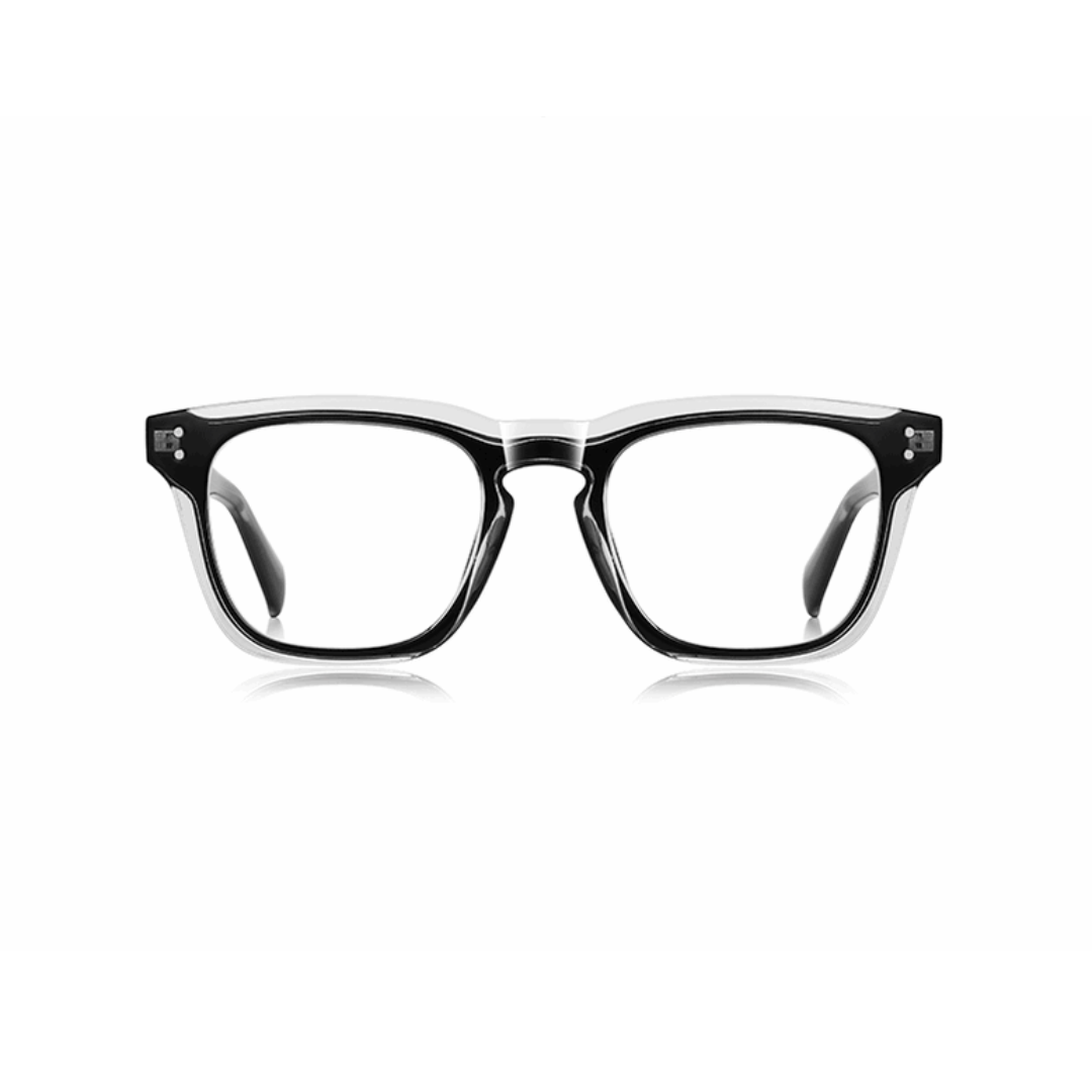 Black eyeglasses on a white background