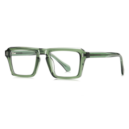 Green eyeglasses on a white background