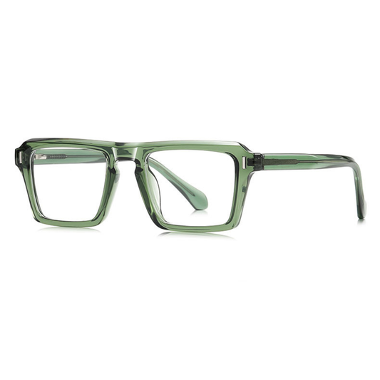 Green eyeglasses on a white background