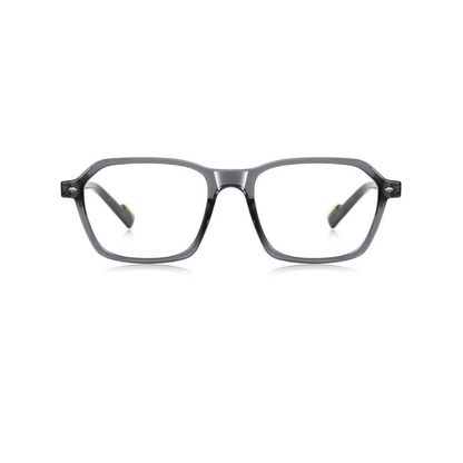 Gray eyeglasses on a white background
