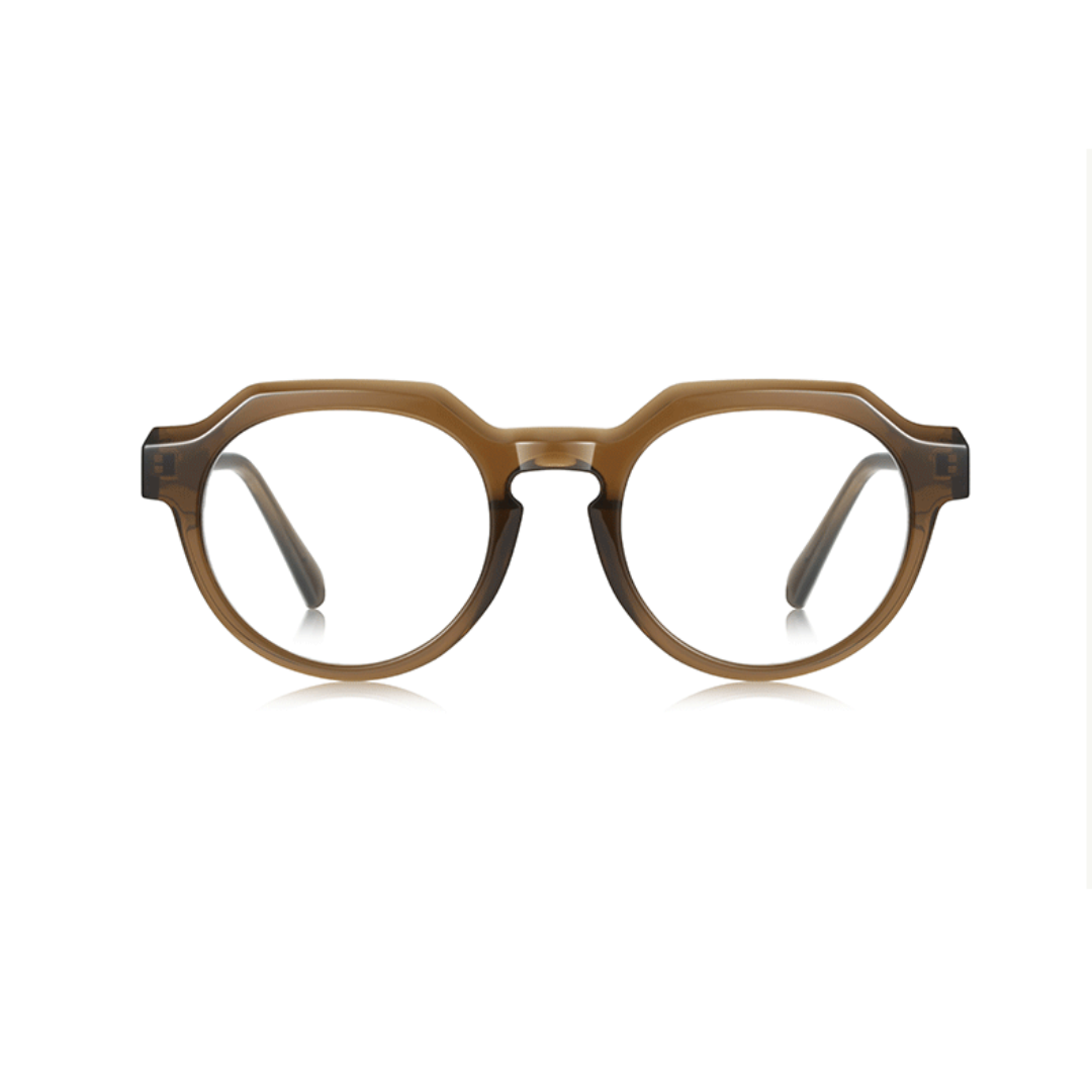 Brown eyeglasses on a white background