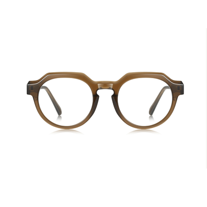 Brown eyeglasses on a white background