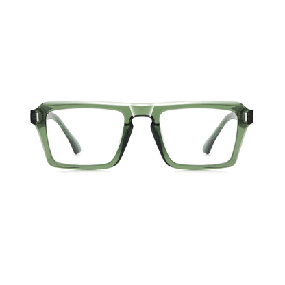 Green eyeglasses on a white background