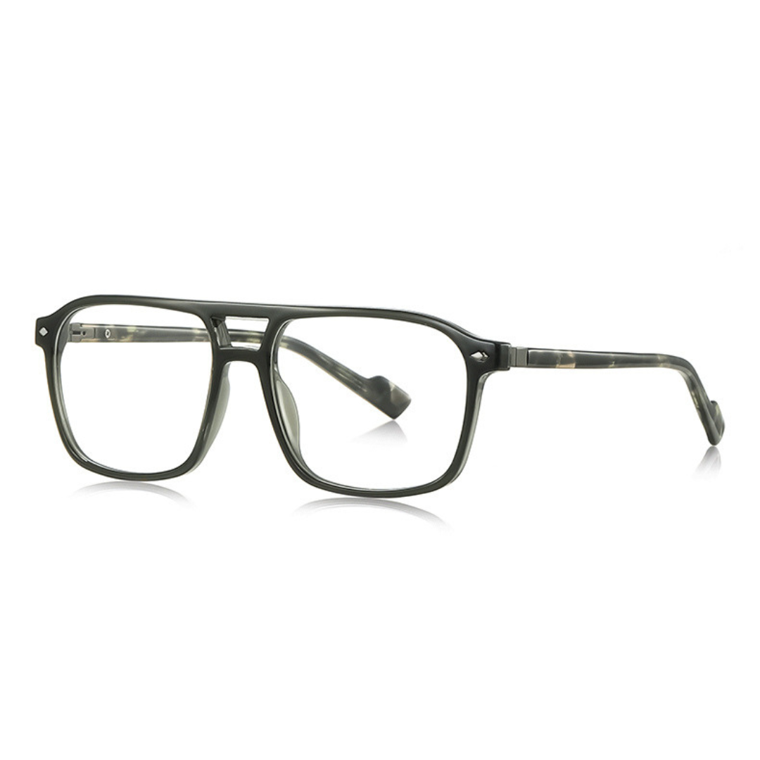 Black eyeglasses on a white background