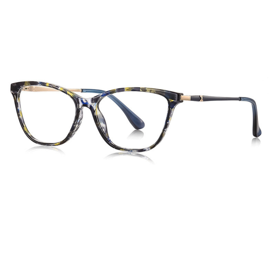 Multicolored eyeglasses on a white background