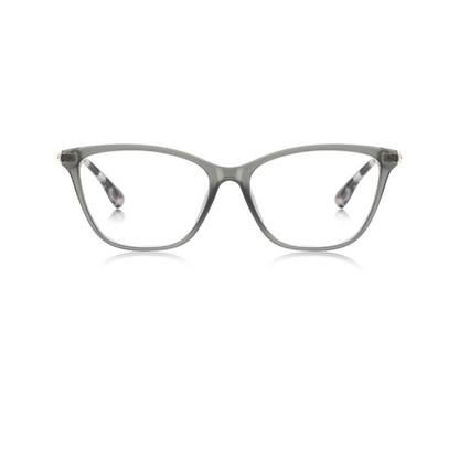 Gray eyeglasses on a white background