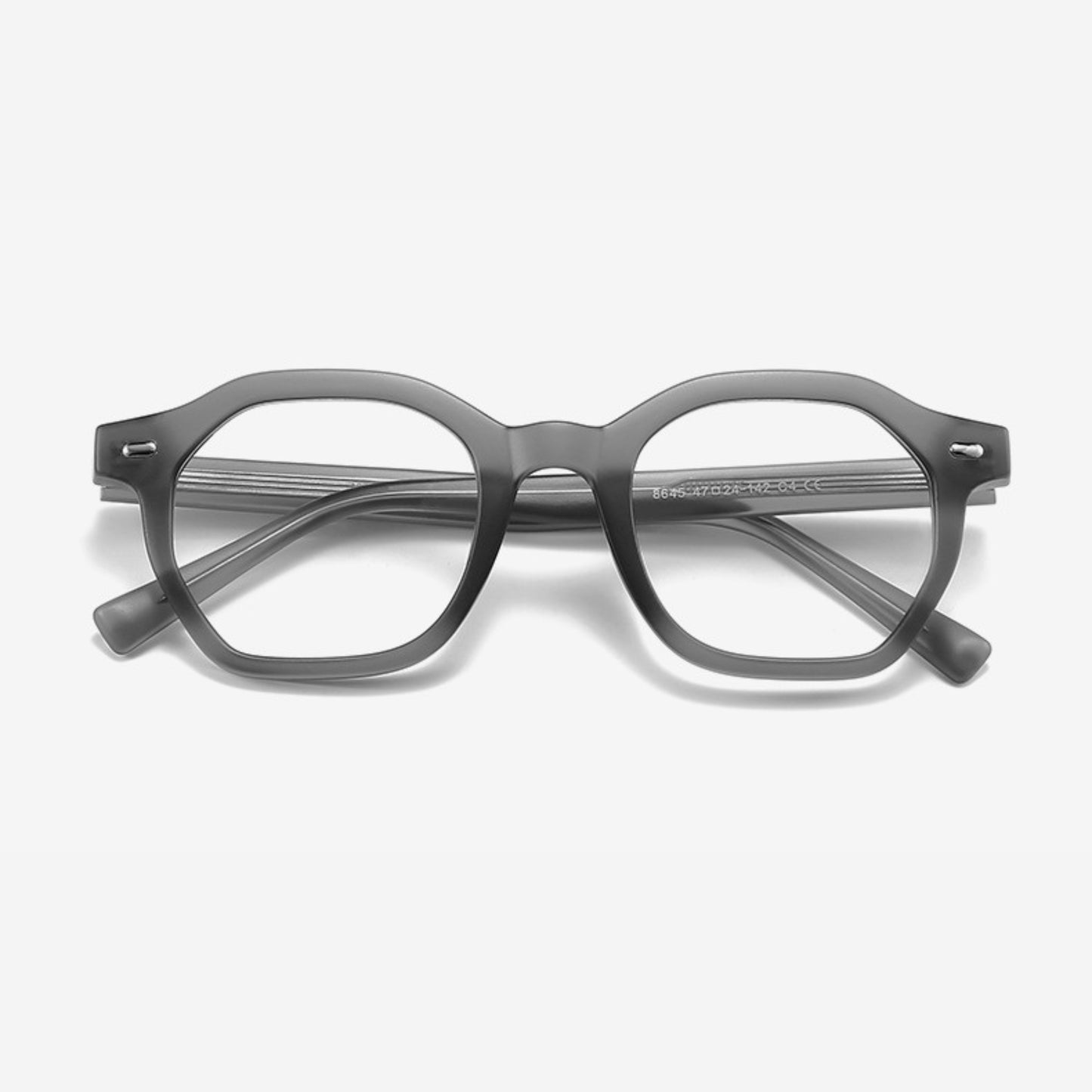 Ghost Veil – Transparent Gray Hexagon Frame (ET-OP36)