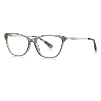 Gray eyeglasses on a white background