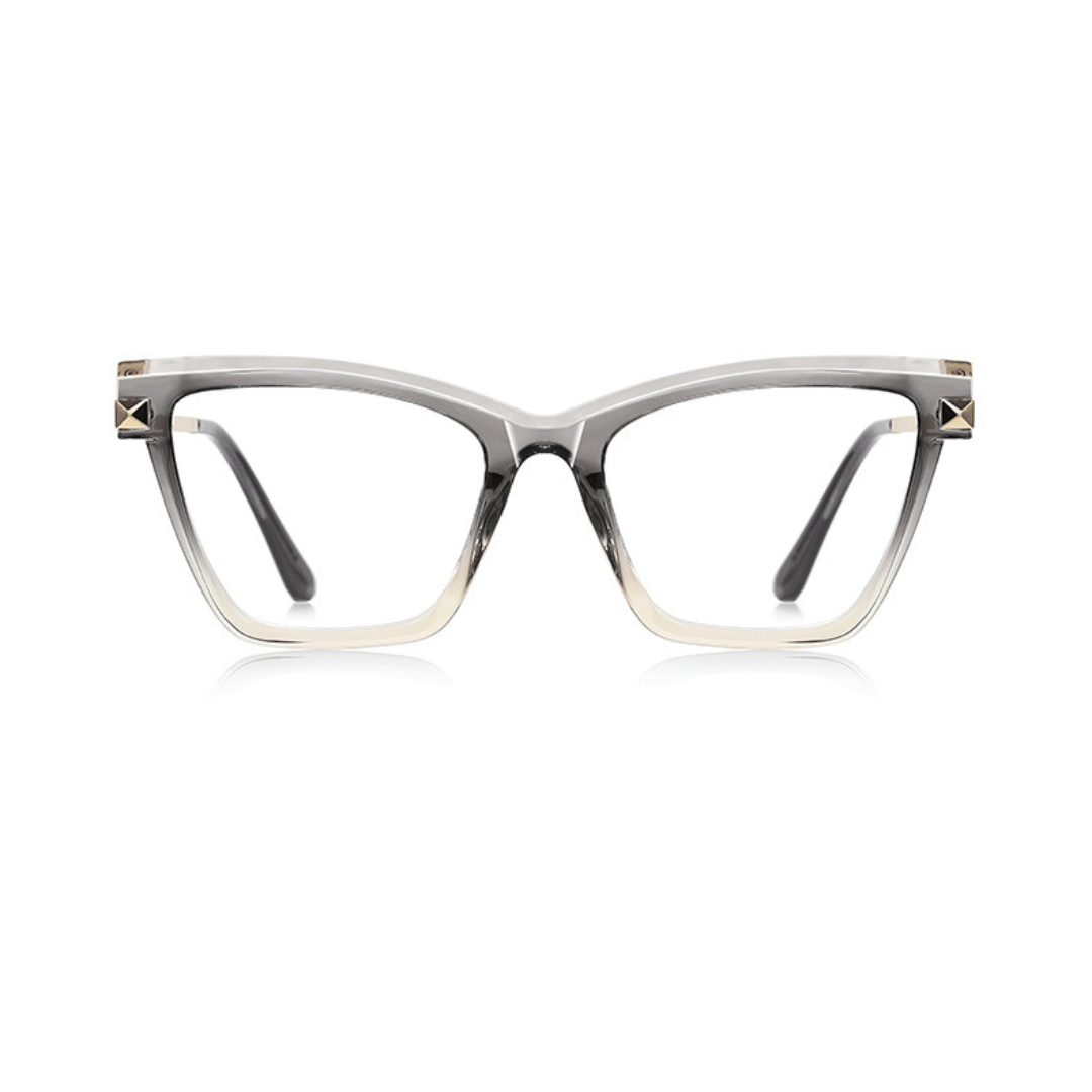 Cat-eye glasses with a gradient design on a white background