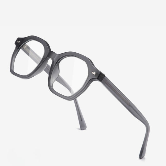 Ghost Veil – Transparent Gray Hexagon Frame (ET-OP36)