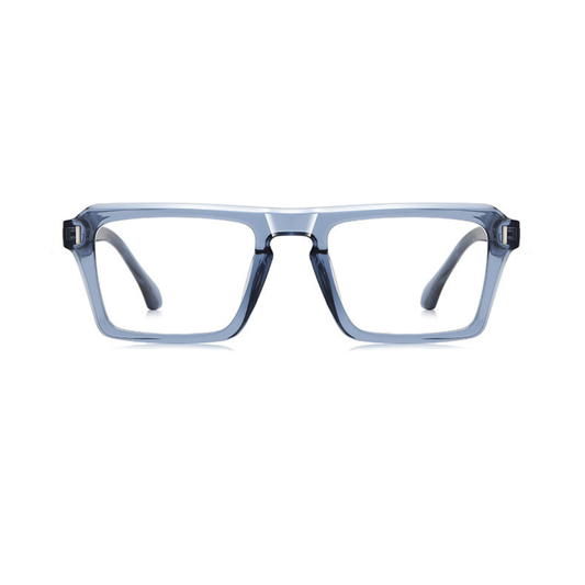 Blue eyeglasses on a white background