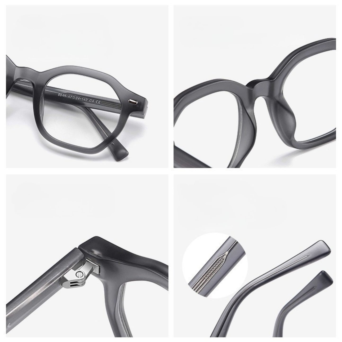 Ghost Veil – Transparent Gray Hexagon Frame (ET-OP36)