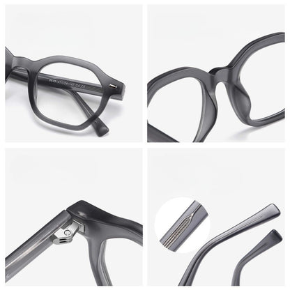 Ghost Veil – Transparent Gray Hexagon Frame (ET-OP36)