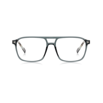Gray eyeglasses on a white background