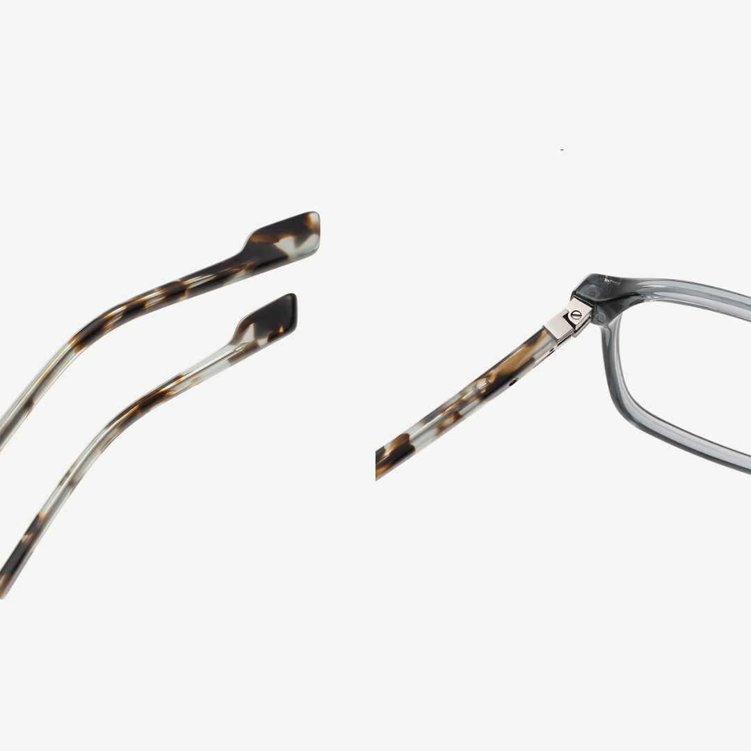 Eyeglasses with tortoiseshell arms on a white background